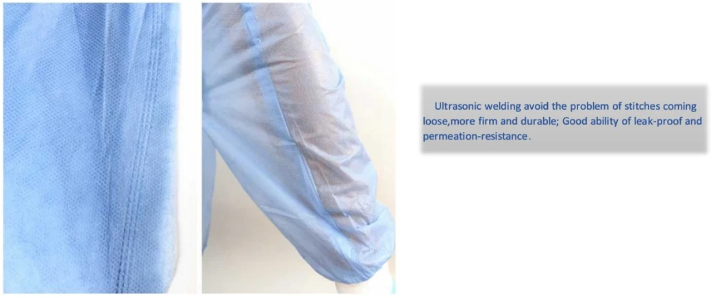 Disposable Protective Clothing, PP Medical Isolation Gowns Elastic and Knitted Cuffs